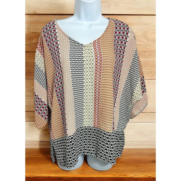 Forever 21 Boho Loose Blouse Sz Small Dolman 3/4 Sleeve Bohemian Top - Picture 1 of 5